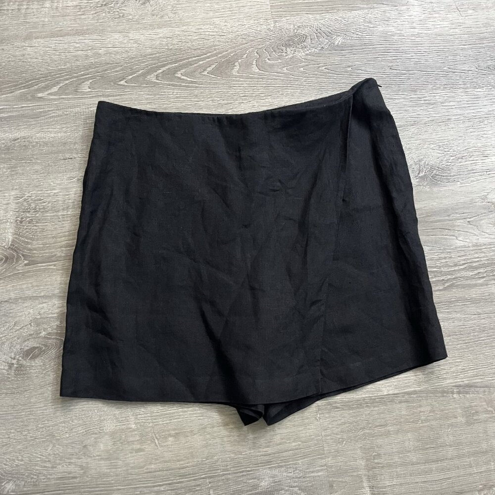 Talbots Linen Skort Women's Size 16 Black A-Line Knee Length